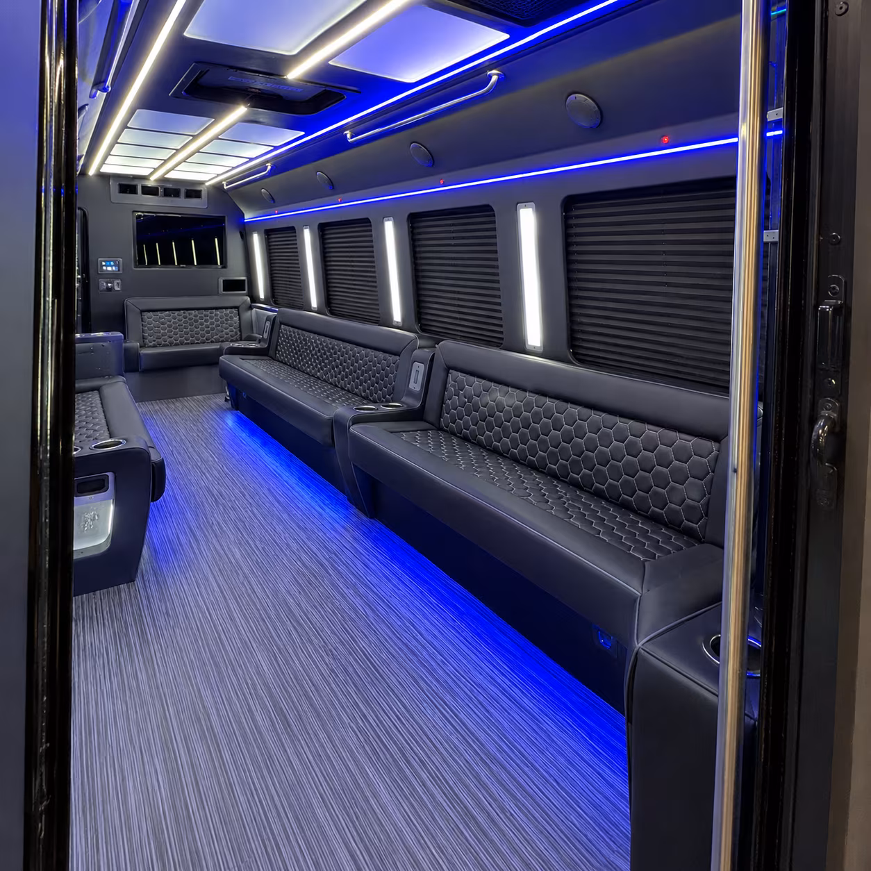 pleasanton party bus rental interior