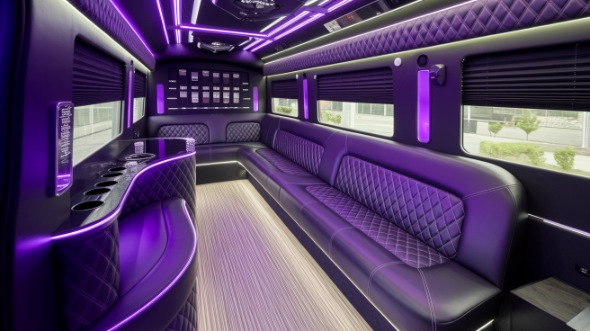 pleasanton party bus rental interior